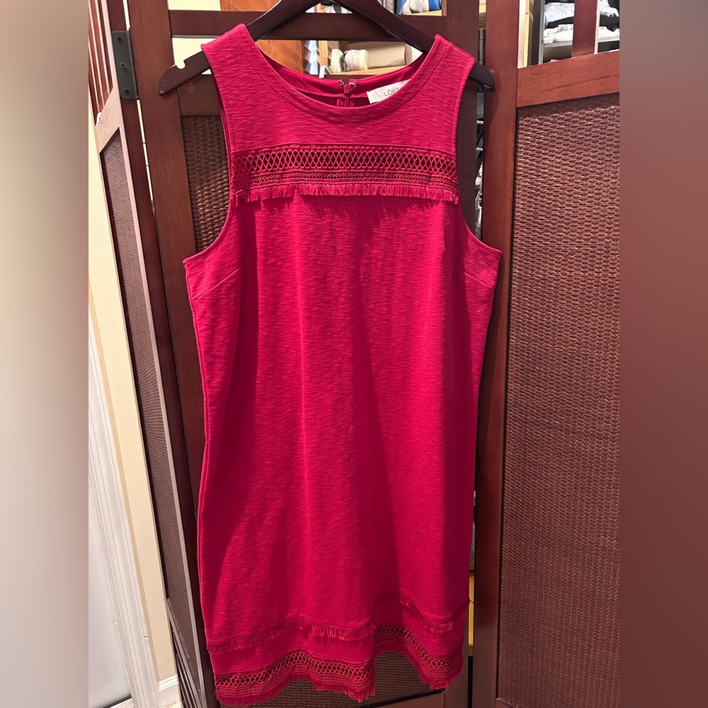 LOFT Red Sleeveless Sheath Mini Dress - Picture 2 of 6
